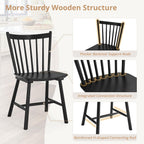 Lue Bona Upgraded Dining Chairs Set Of 4, Farmhouse Wooden Spindle Back Kitchen Chairs, Windsor Dining Chairs For Kitchen And Dining Room, Black