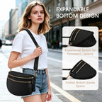 Checkered Nylon Crossbody Bag Bum Bag For Women Mom Large Checkered Fanny Packs With Adjustable Strap