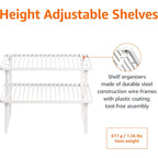 Amazon Basics Space-Saving Stackable Metal Kitchen Cabinet Organizer Shelves For Dishes, Pantry Organization, 12.5" L X 8" D X 4.5" H, Set Of 2, White