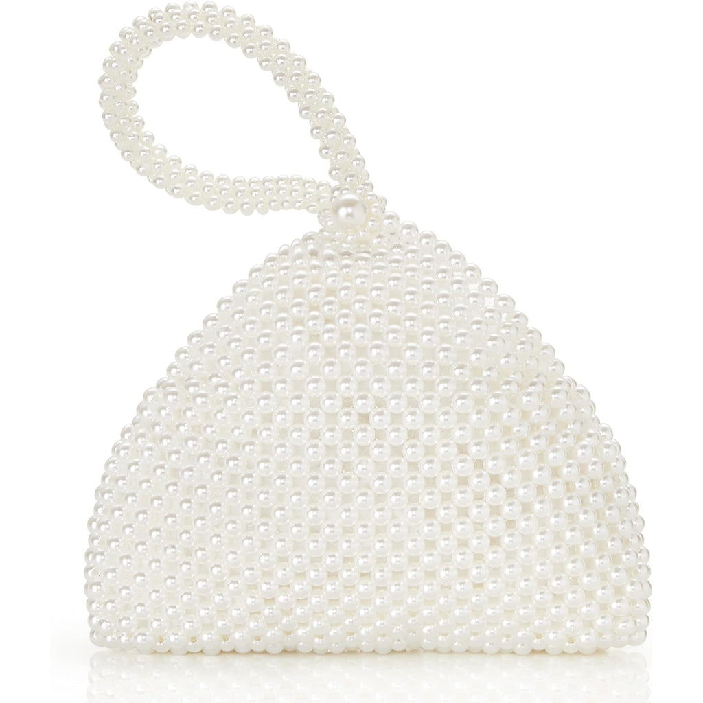 BABEYOND Pearl Clutch Purse Evening Bags for Women Elegant Triangle Purse for Wedding Bride Party Prom
