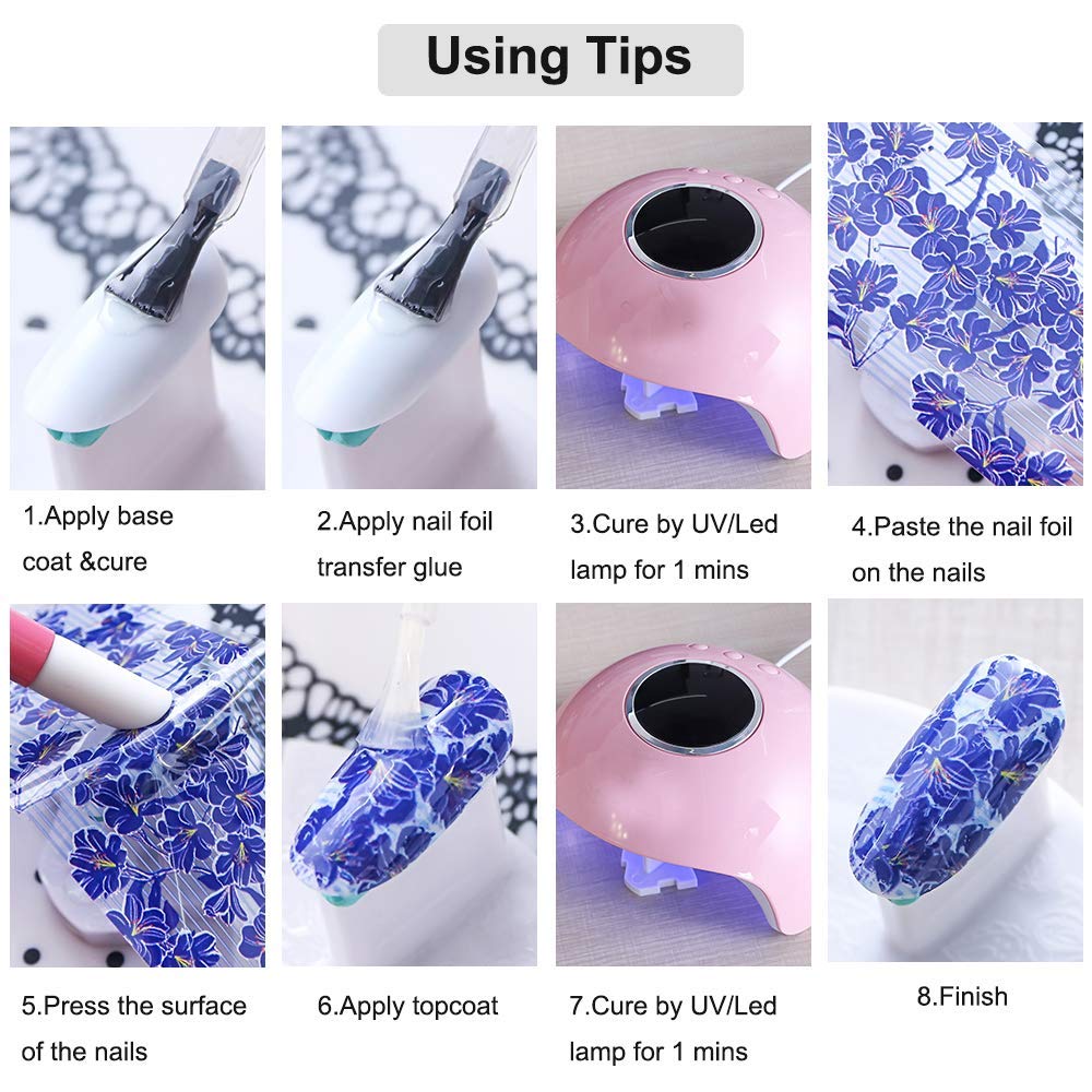 40 Rolls Starry Sky Nail Foil Adhesive Transfer Sticker Tips, EBANKU Nail Art Stickers Tips Wraps Foil Transfer Adhesive Glitters Acrylic DIY Decoration Kit(4 Boxes)