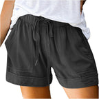 Womens Shorts Casual with Pockets Drawstring Elastic Waist Cotton Plus Size Beach Vacation Trendy 2025 Summer Clothes