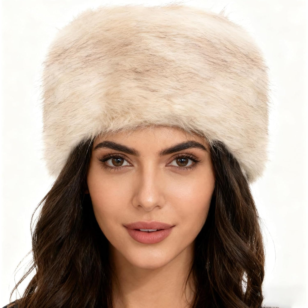 Russian Hat Winter Faux Fur Hats Cossack Hat Warm Russian Style Cap for Women