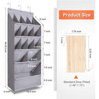 1 Pack Over-The-Door-Shoe-Organizers,Hanging Organizers With Large Pocket Shoe Holder Hanging Shoe Rack For Closet Shoe Organizer For Wall, Over Door Organizer With 15 Pockets Gray