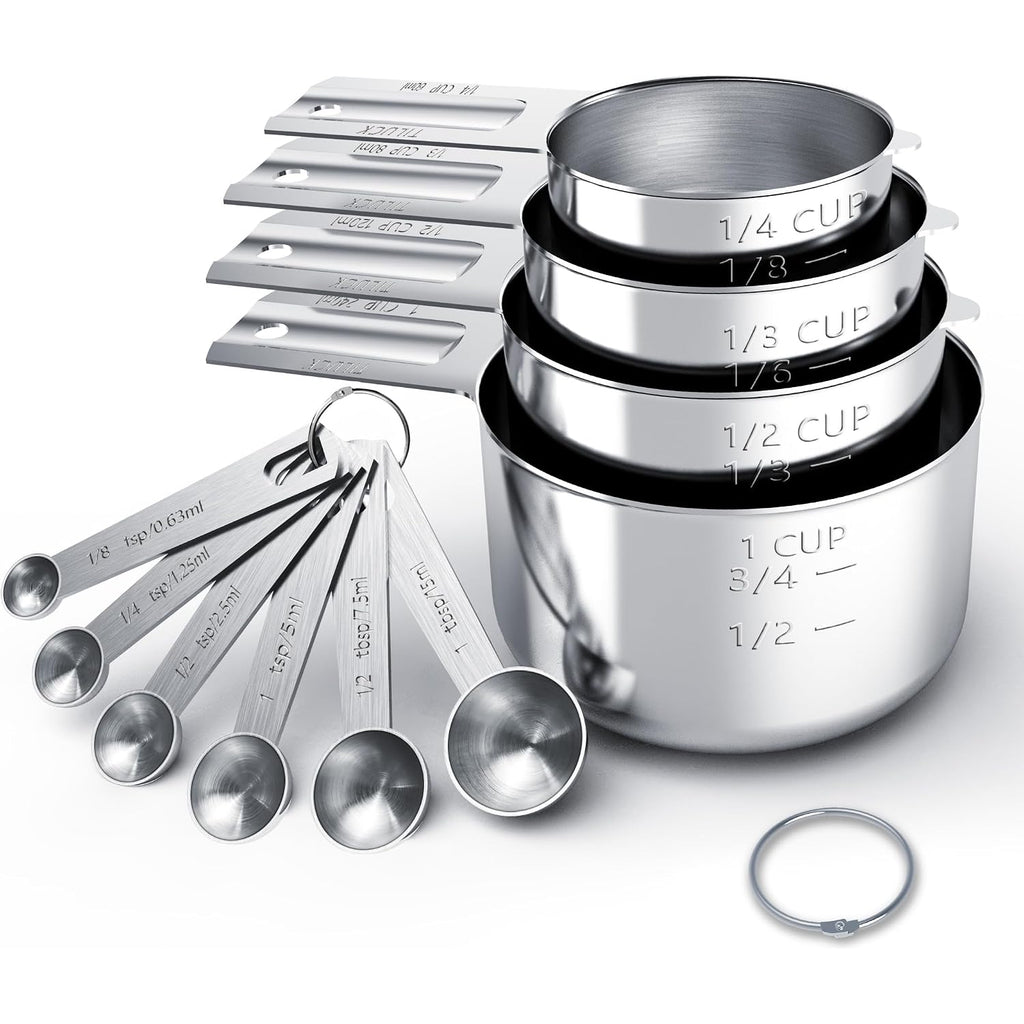 Stainless Steel Measuring Cups & Spoons Set, Cups And Spoons,Kitchen Gadgets For Cooking & Baking (10)