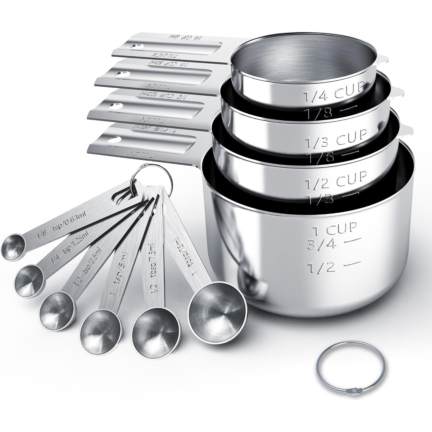 Stainless Steel Measuring Cups & Spoons Set, Cups And Spoons,Kitchen Gadgets For Cooking & Baking (10)