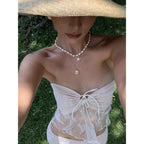 Seashell Starfish Necklace for Women Conch Shell Summer Pearl Beach 14k Gold Layered Dainty Choker