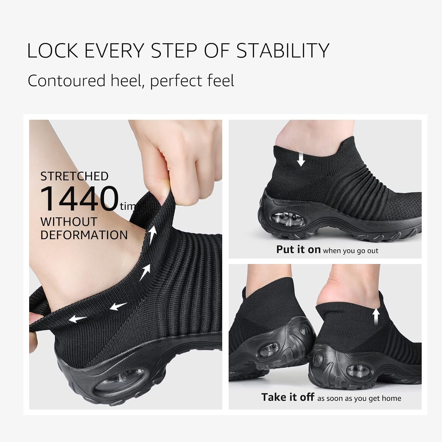 Hkr Women'S Walking Shoes Arch Support Non Slip Work Shoes Breathable Knit Upper Lightweight For Plantar Fasciitis