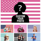 Custom Pink American Us Flag With Picture, Personalized Funny Flags With Face Image Logo Photo Text Single Sided Customized Flag Tapestry For Bedroom Dorm Room Decor Garden, 2X3 3X5 4X6 5X8 Ft