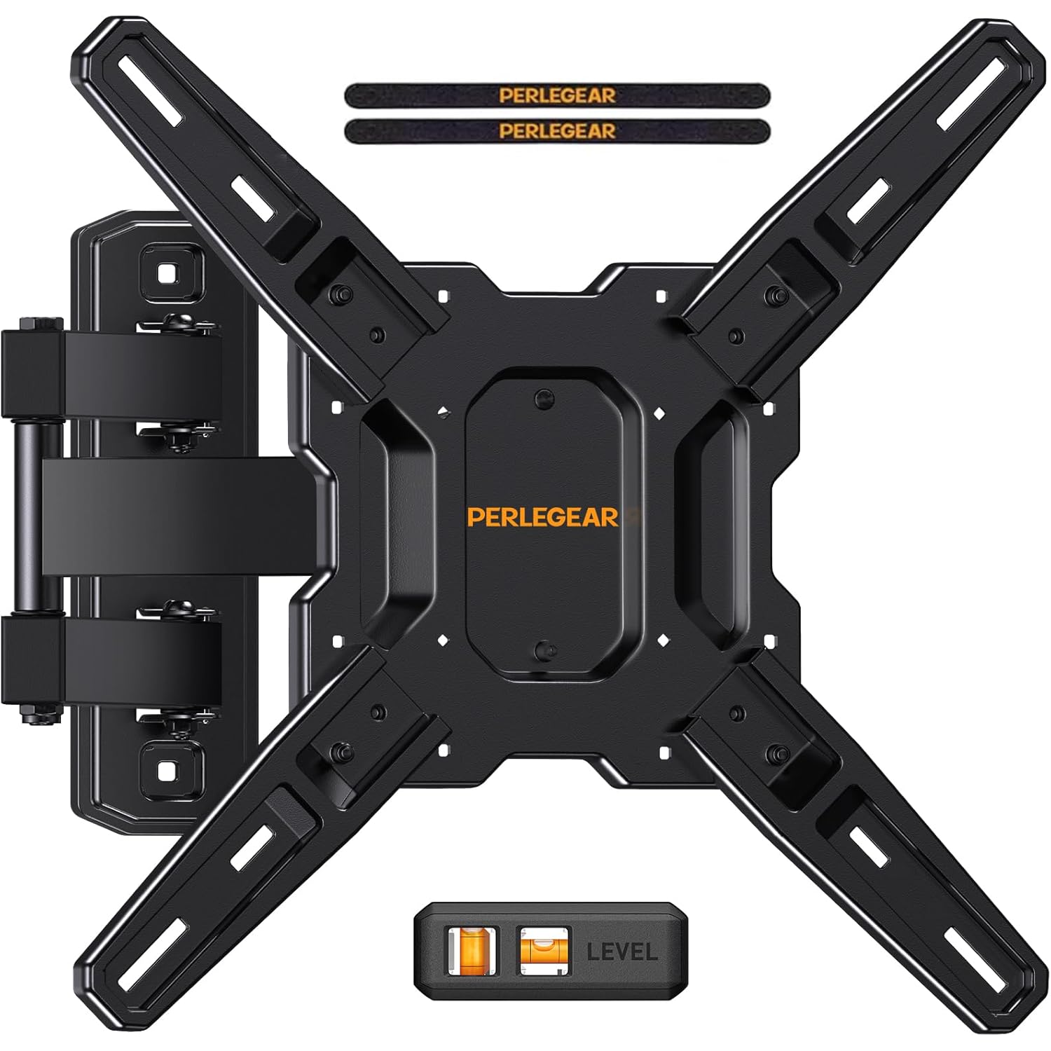 Perlegear Full Motion TV Mount for Most 26–65 inch Flat or Curved TVs up to 82 lbs, Wall Mount TV Bracket with Articulating Arms, Tool-Free Tilt, Swivel, Extension, Max VESA 400x400mm, PGMF3