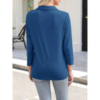 Orandesigne Women'S 3/4 Sleeves V Neck Polo Shirts Casual Summer Tops Basic Collar Cute Tees