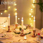 Wooden Taper Candle Holders: Wood Candlestick Holders Rustic Farmhouse Fall Decor for Living Room Dinning Table Centerpiece Christmas Set of 2