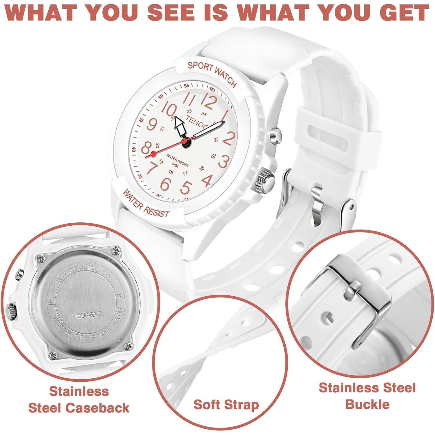 Waterproof Nurse Watch For Medical Professionals Students Women Men, Night Light, 12/24 Hour Military Time Easy To Read Dial, Second Hand Watch For Nursing Day Gifts
