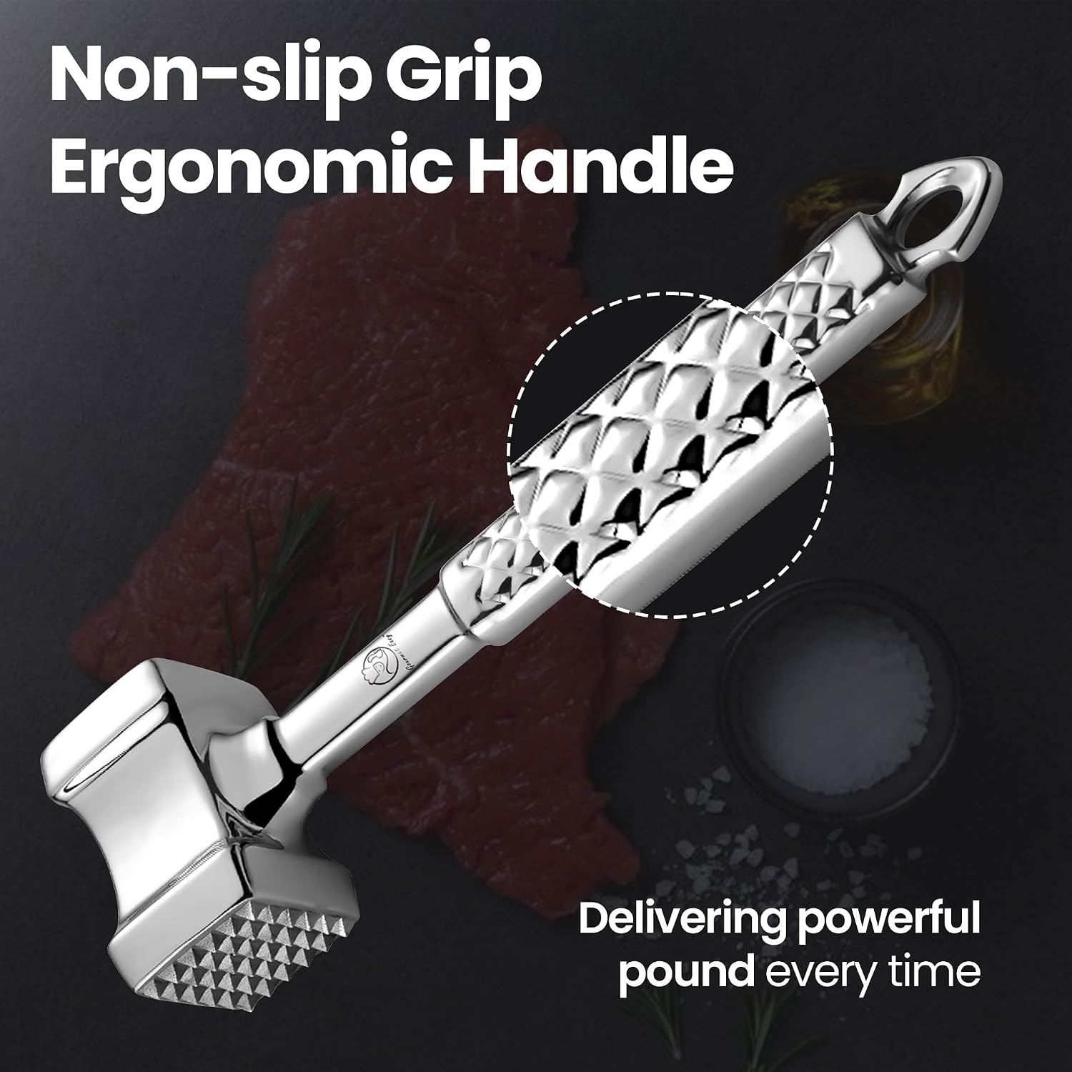 Gourmet Easy Classic Meat Tenderizer Tool, Non-Slip Grip Lifetime Replace | Dual-Sided Heavy-Duty Design For Effortless Tenderizing Of Steak, Poultry And Chicken, Dishwasher Safe, Lifetime Replacement