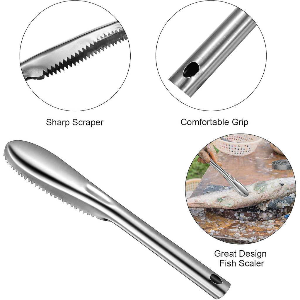 Honoson 4 Pcs Stainless Steel Fish Scale Remover Scaler With Bottle Opener | Fish Skin Peeler, Descaler Cleaner, Stainless Steel Blade, 4 Pack Kitchen Fish Cleaning Tool