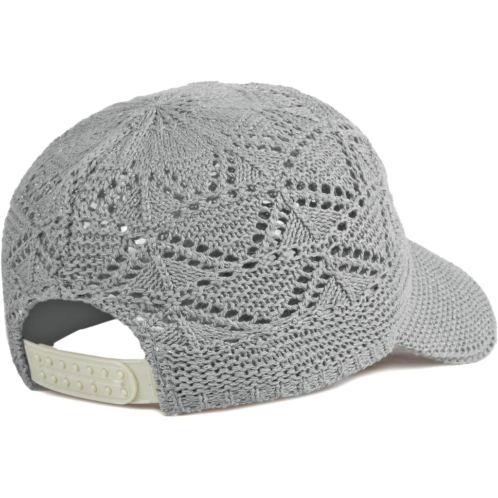 FASHIXD Knit Mesh Baseball Cap for Women Summer Yarn Trucker Hats Breathable Outdoor Hat Light Grey