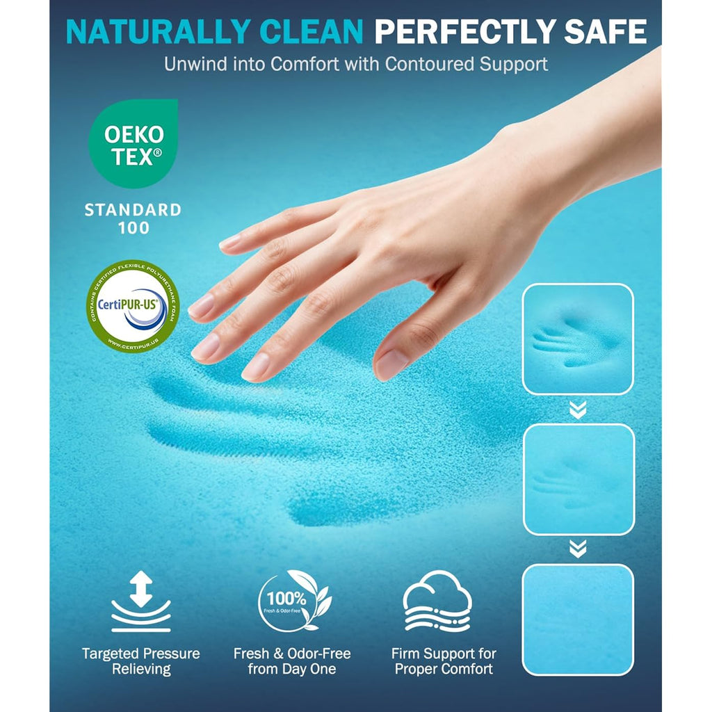 Dual Layer 4 Inch Memory Foam Mattress Topper Twin Xl, 2" Cooling Gel Memory Foam & 2" Pillow Top College Dorm Room Mattress Pad Cover For Back Pain Relief, Certipur-Us Certified, White