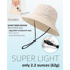 Water-Resistant Bucket Hat for Women Men Rain Hat UPF 50+ Boonie Sun Hat Foldable Summer Floppy Fishing Safari Hats