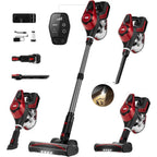 Cordless Vacuum Cleaner For Home, Stick Vacuum 45Kpa, Smart Display & 1.5L Dust Cup, Max 40Mins Runtime, Rechargeable Lightweight Handheld Vavuum For Pet Hair/Carpet/Hardwood Floor/Car (Crimson)