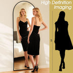 59"x16" Floor Mirror Full Length, Arched Full Length Mirror with Stand, Full Body Mirrors for Bedroom Living Room or Cloakroom Black