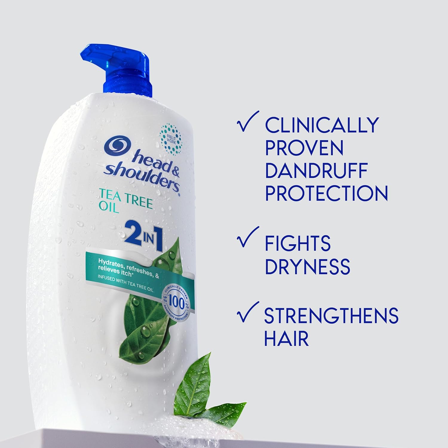 Head and Shoulders 2 in 1 Dandruff Shampoo and Conditioner, Anti-Dandruff Treatment, Tea Tree Oil for Daily Use, Paraben Free, 28.2 oz
