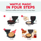 Dash Mini Waffle Maker- Compact Electric Iron for Creative Homemade Treats - Nonstick Surface - Easy-to-Clean - Perfect for Kids & Families - Red
