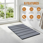 Luxspire Stone Bath Mat Foldable, Quick Drying Diatomaceous Earth Bath Mat For Bathroom, Large Bathroom Rug With Non-Slip Rubber Base, Easy Clean Accessories Outside Shower, 24 X 16 In, Dark Gray