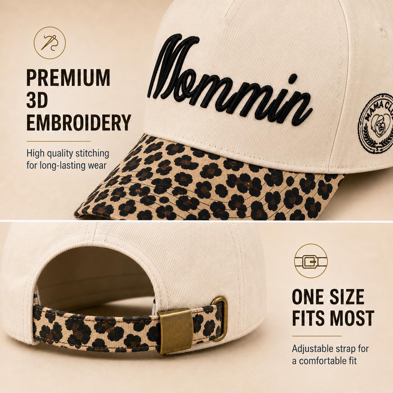 Dad Hats for Men, Vintage Trucker Hats,Premium Embroidered Family Baseball Cap Dads & New Fathers Leopard Print-mommin