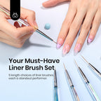 Beetles Nail Art Pens Brushes, 5pcs Nail Art Liner Brushes Set Painting Nail Dotting Drawing Tool for Long Lines, Details, Fine Drawing Sizes 7/11/15/20/25mm Gift for Women