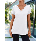 T-Shirts Short Sleeve V Neck Tees Tops for Women Fashion Trendy Lightweight Soft Casual Summer Outfits Clothes 2026
