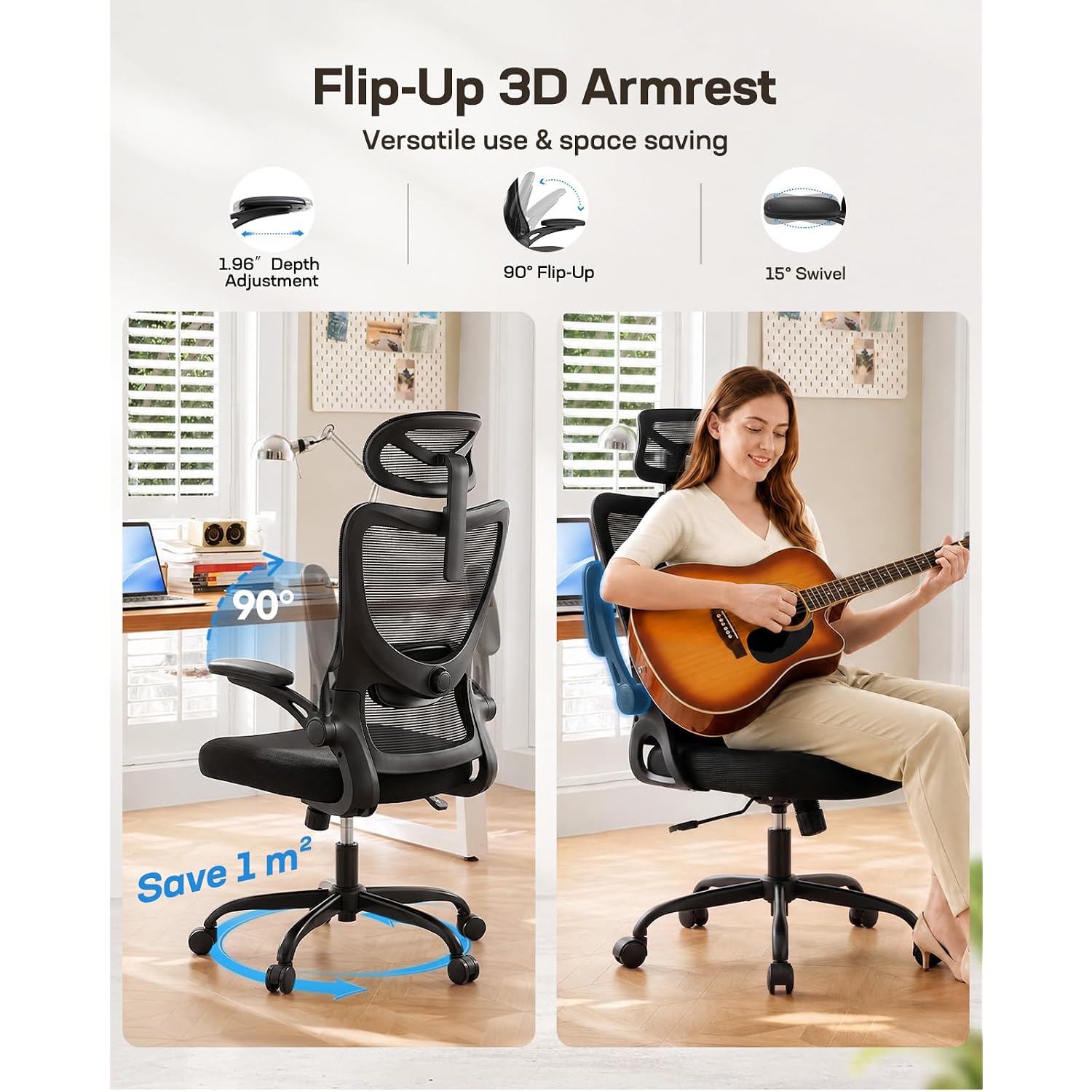 Huanuo Ergonomic Office Chair With 3D Armrests, Adjustable Lumbar Support