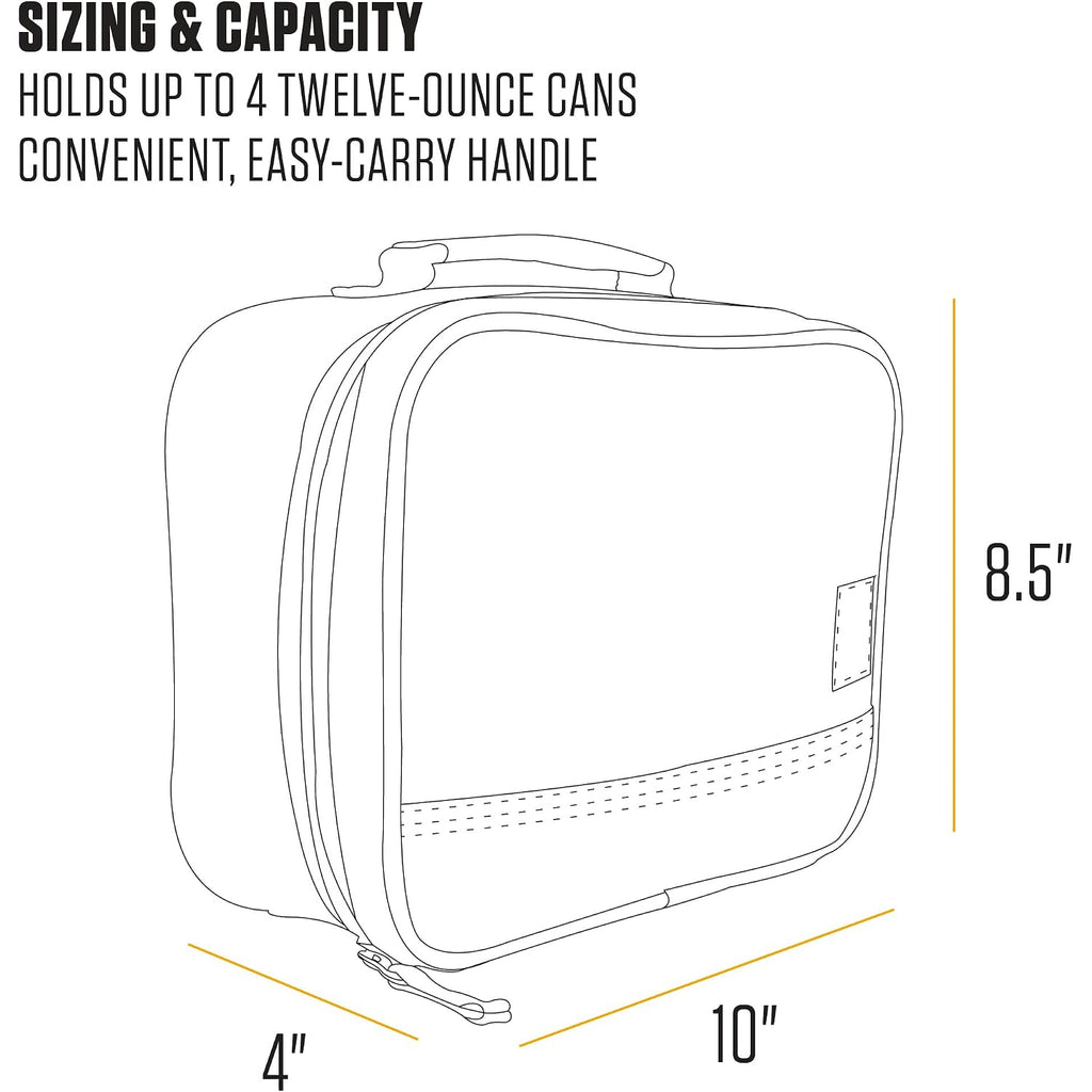 Carhartt Insulated Lunch Cooler For Men And Women, Fully Insulated Lunch Pale For Everyday Use, 4 Can (Black)