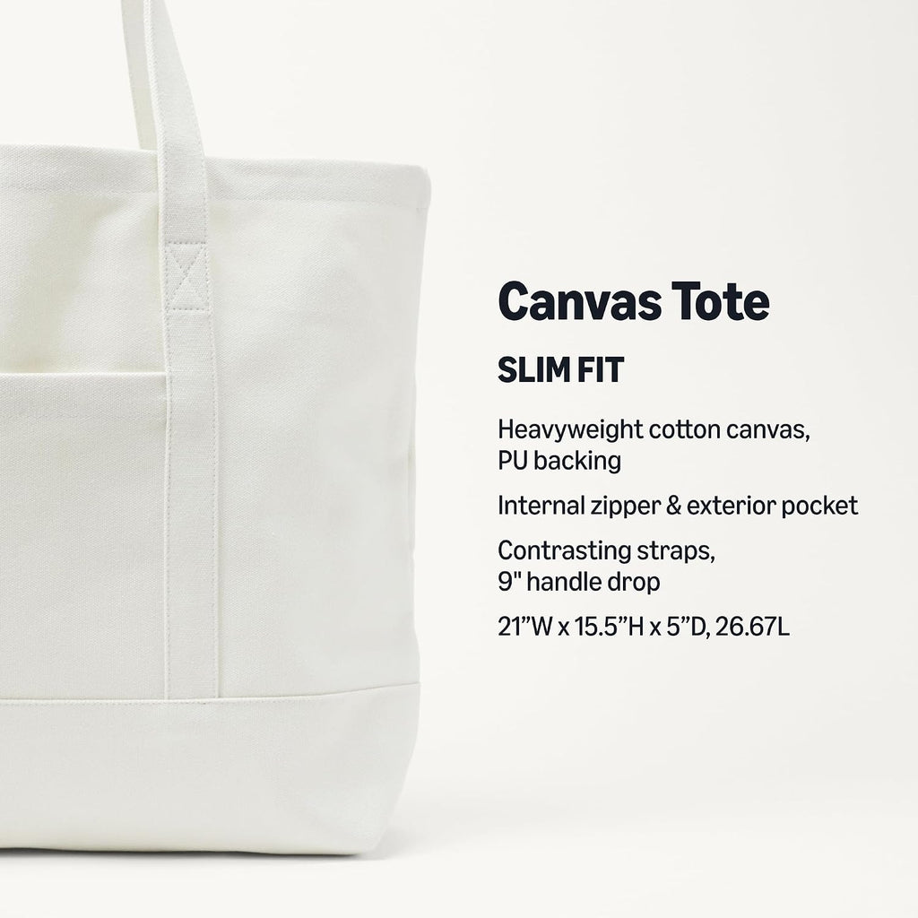 Amazon Essentials Unisex Large Heavy Duty Canvas Beach Tote Bag, Natural, One Size