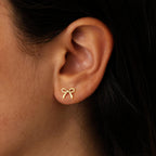 Mothers Day Gifts for Mom Daughter - Gold Earrings for Women Girls Bow Earring Jewelry Huggie Hoop Stud Earrings Hypoallergenic CZ Pearl Drop Bow Earring Gifts for Girls Wedding Birthday Gifts