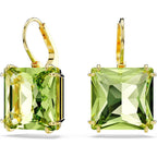 Swarovski Millenia Drop Earrings, Square Cut, Green Crystal, Gold-tone Finish