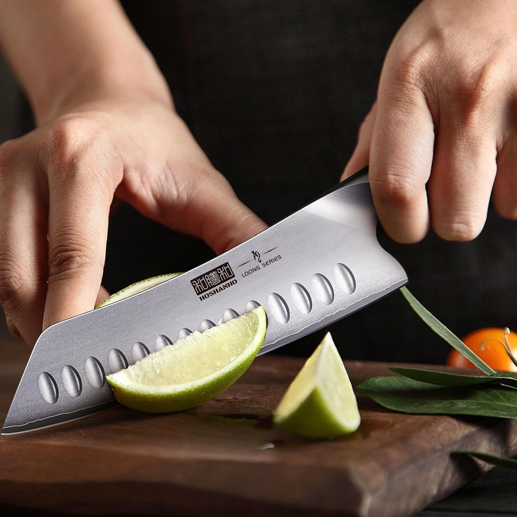 Hoshanho 7 Inch Japanese Chef Knife, Ultra Sharp High Carbon Stainless Steel Kitchen Knife, Professional Santoku Knives With Ergonomic Pakkawood Handle