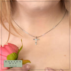 Boston Bay Diamonds Sterling Silver Diamond Accent Flared Cross Pendant with 18" Chain