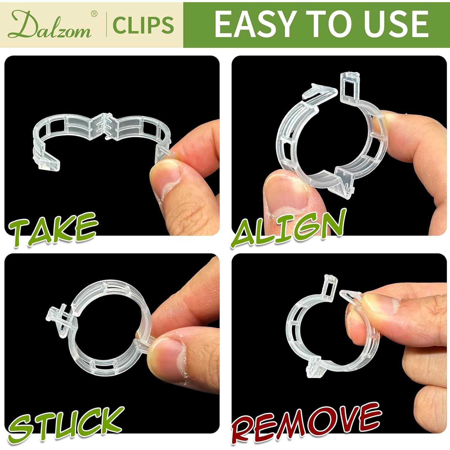 Dalzom® 300Pcs Tomato Clips, Plastic Trellis Clips Plant Support Clips, Plant Clips For Support, Grape Vine, Tomato Vine, Vegetables Plants, Garden Clips To Grow Upright Makes Plants Healthier