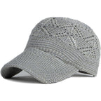 FASHIXD Knit Mesh Baseball Cap for Women Summer Yarn Trucker Hats Breathable Outdoor Hat Light Grey