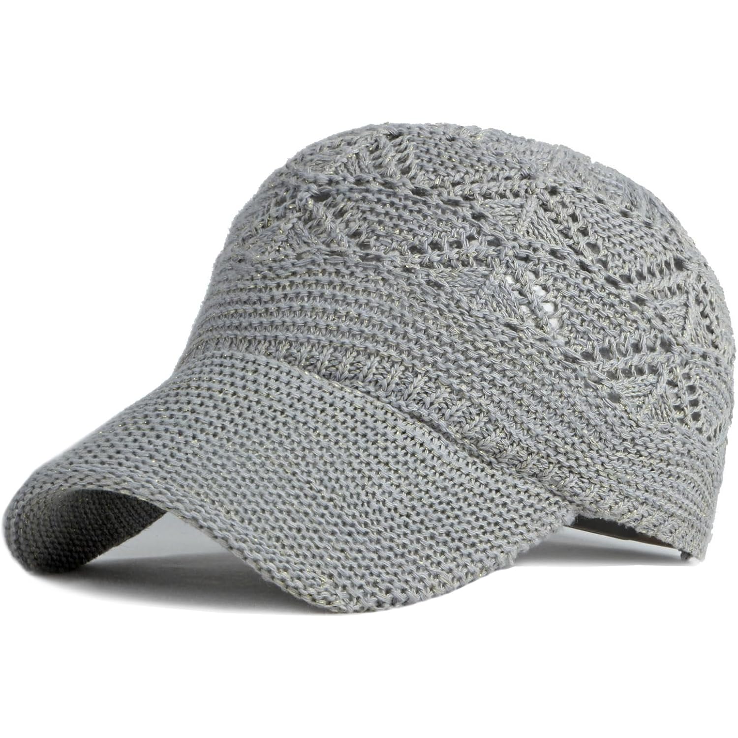 FASHIXD Knit Mesh Baseball Cap for Women Summer Yarn Trucker Hats Breathable Outdoor Hat Light Grey