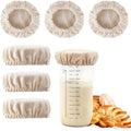 6 Pack Sourdough Starter Jar Covers Cloth - Reusable Linen Covers Cloth for Elastic Sourdough Starter Container, Unbleached Fabric Bread Fermentation Cover for Most 3-4 Inch Glass Mason-Jars