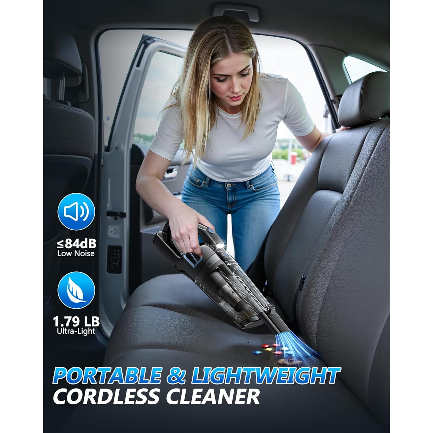 Bqypower Handheld Vacuum Cordless Rechargeable, Hand Held Car Vacuum