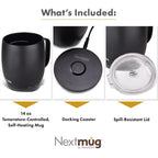 Nextmug - Temperature-Controlled, Self-Heating Coffee Mug (Black - 14 oz.)