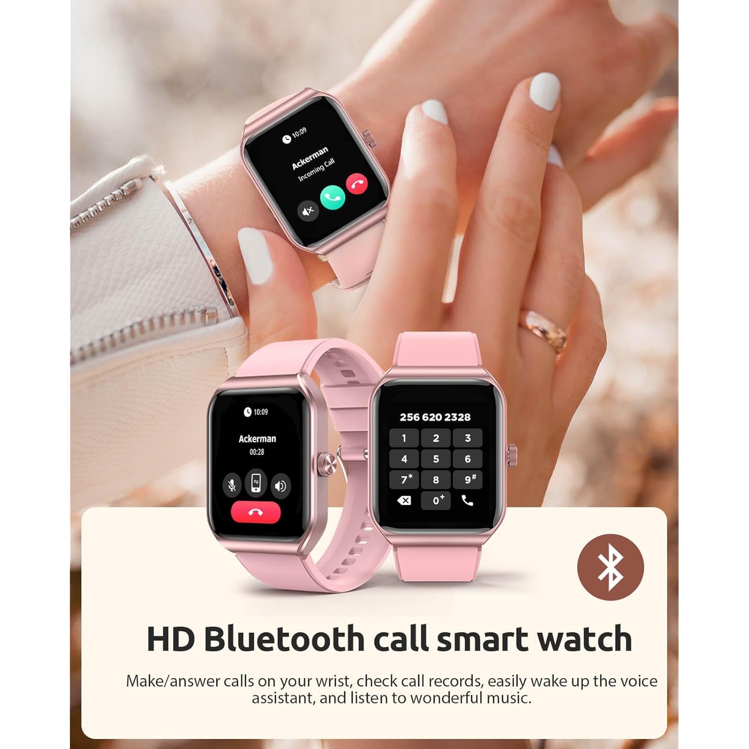 Smart Watches for Man Women with Bluetooth Call,1.91" Smartwatch with Heart Blood Pressure/Blood Oxygen/Rate/Sleep Monitor,100+ Sports Mode Fitness Tracker with IP67 Waterproof for iOS Android