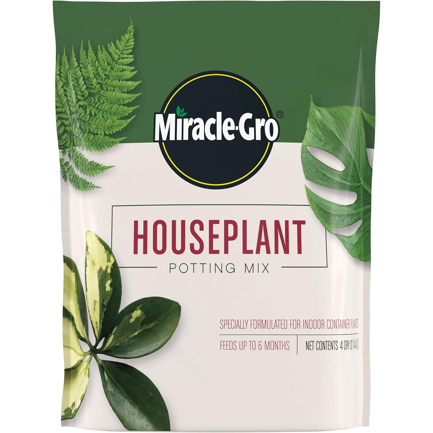 Miracle-Gro Houseplant Potting Mix, 4 Qt. | Fertilized, Perlite Soil For Indoor Gardening, Designed To Be Less Prone To Gnats