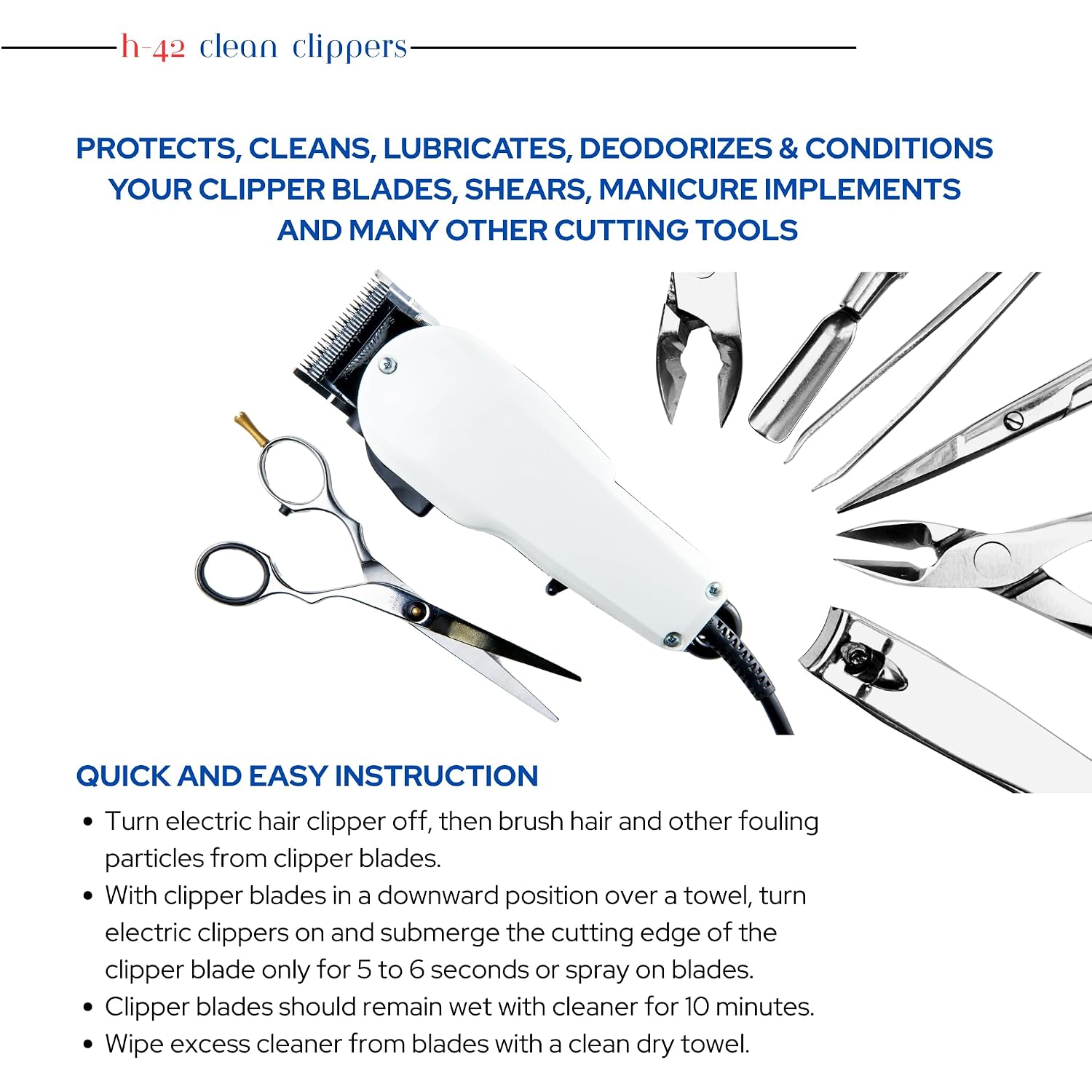 Skin Revolution H-42 Professional Clipper Blade Cleaner - Waterless, Cleans & Cools, 8Oz Spray Bottle