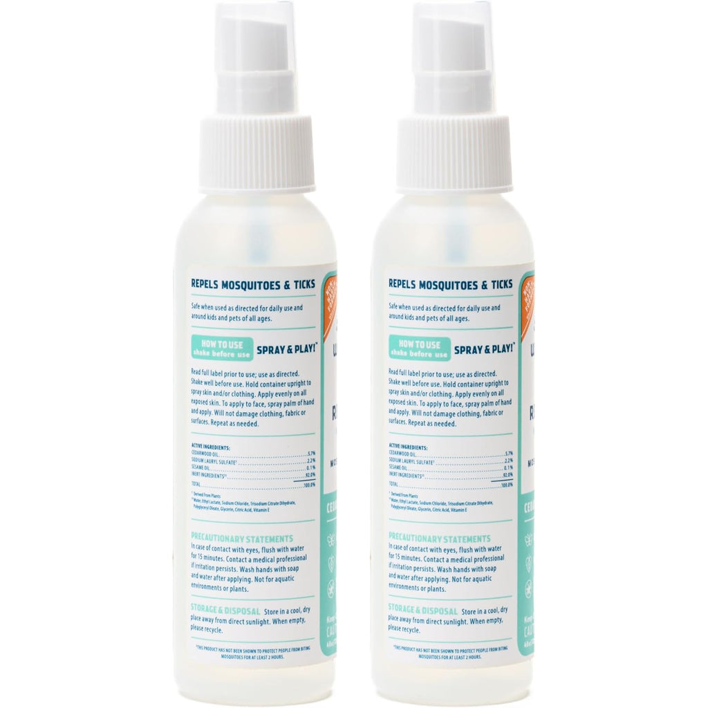 Wondercide - Mosquito, Tick, And Insect Repellent With Natural Essential Oils - Deet-Free Bug Spray And Killer - Safe For Family - Cedarwood 2-Pack Of 4 Oz Bottle | With Natural Essential Oils - Deet-Free Bug Spray And Killer - Safe For Family