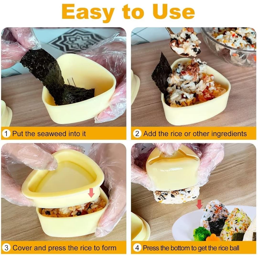 Onigiri Mold, 3 Pack Musubi Press Maker Triangle Rice Ball Mold Maker For Kid Lunch Bento And Home Diy