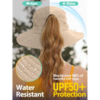 Sun Bucket Beach Hats for Women with Ponytail Hole,Sun Protection UV UPF50+ Waterproof Fishing Safari Hiking Hat