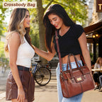 Italian Full Grain Leather Purses For Women With Stylish Fringe | Eco-Friendly Leather,Flap Turn Lock Design,Leather Tassel,Fits 9.7 Inch Ipad,Detachable Shoulder Strap